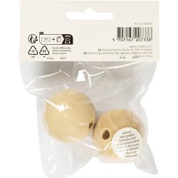 Tr&aelig;perle, diam. 35 mm, hulstr. 6 mm, 2 stk./ 1 pk.