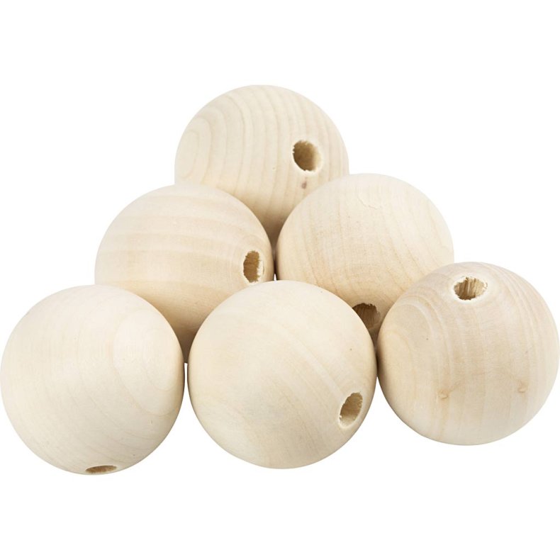 Tr&aelig;perle, diam. 40 mm, hulstr. 7 mm, 6 stk./ 1 pk.