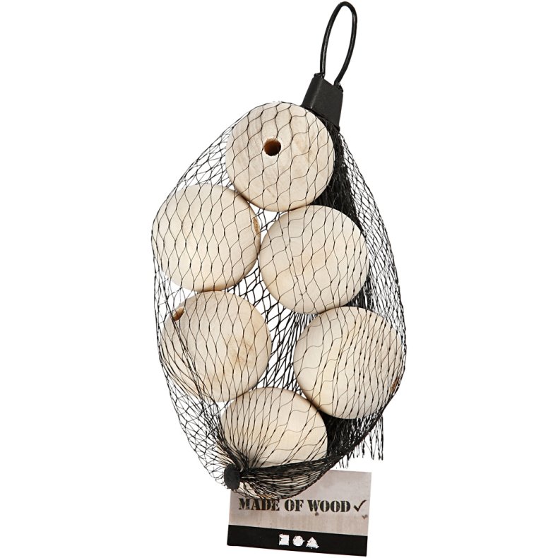 Tr&aelig;perle, diam. 40 mm, hulstr. 7 mm, 6 stk./ 1 pk.