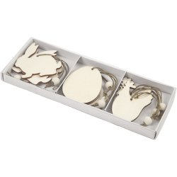 Tr&aelig;oph&aelig;ng, hare, &aelig;g, h&oslash;ne, str. 6 cm, tykkelse 3 mm, 9 stk./ 1 pk.