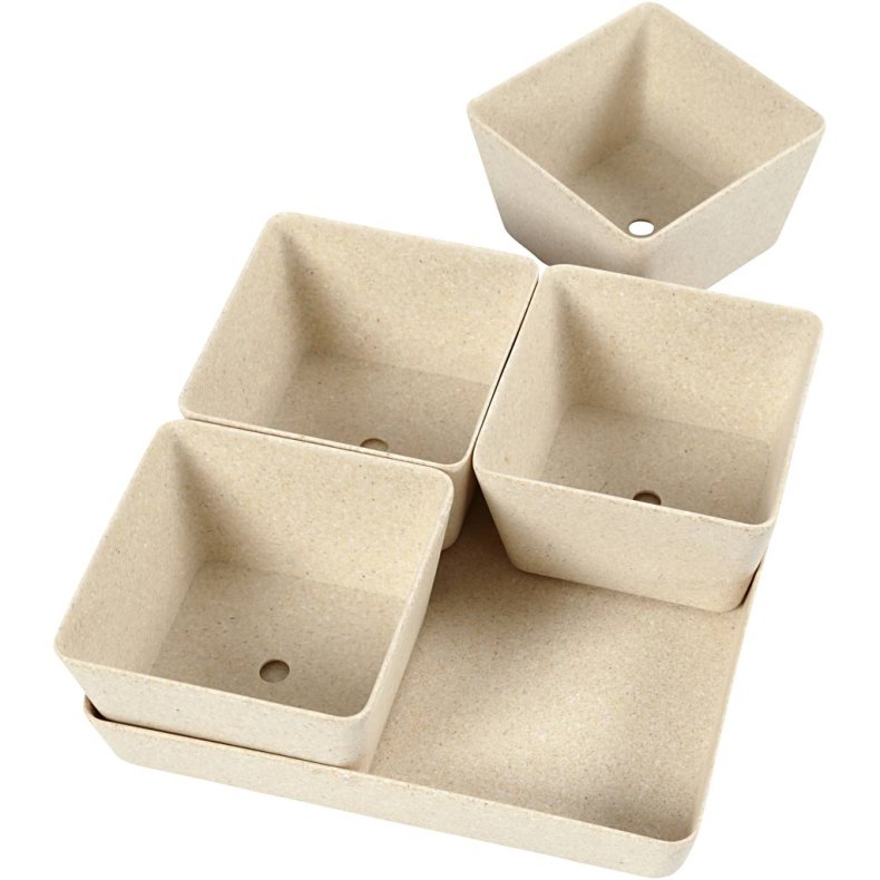 Urtepotter, H: 8 cm, D: 19,5 cm, B: 19,5 cm, 1 s&aelig;t