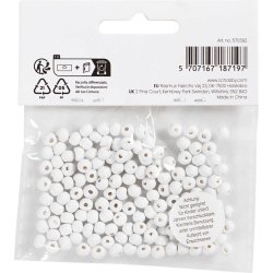 Tr&aelig;perler, diam. 5 mm, hulstr. 1,5 mm, ca. 150 stk., hvid, 6 g/ 1 pk.