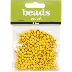Tr&aelig;perler, diam. 5 mm, hulstr. 1,5 mm, ca. 150 stk., gul, 6 g/ 1 pk.