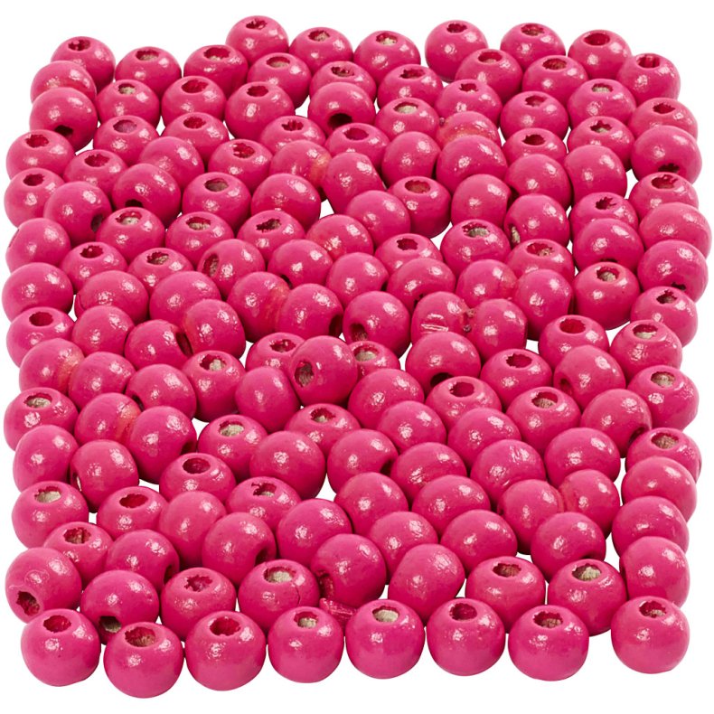 Tr&aelig;perler, diam. 5 mm, hulstr. 1,5 mm, pink, 6g/ 1 pk., 150 stk.