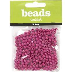 Tr&aelig;perler, diam. 5 mm, hulstr. 1,5 mm, ca. 150 stk., pink, 150 stk., 6 g/ 1 pk.