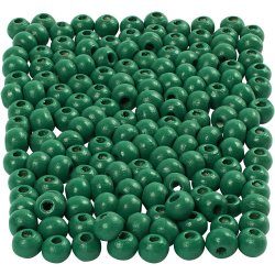 Tr&aelig;perler, diam. 5 mm, hulstr. 1,5 mm, ca. 150 stk., gr&oslash;n, 6 g/ 1 pk.