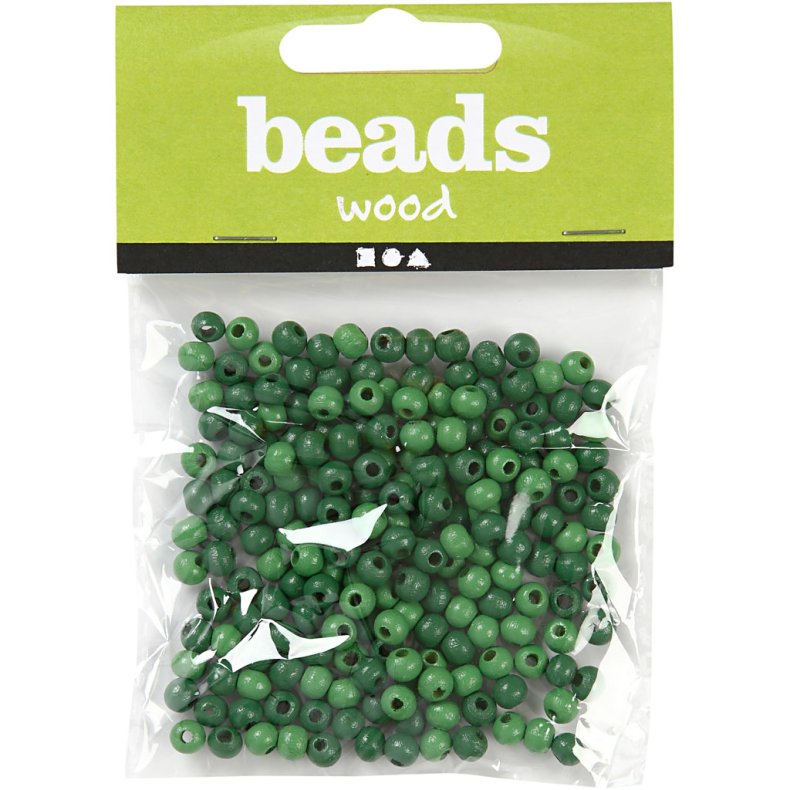 Tr&aelig;perler, diam. 5 mm, hulstr. 1,5 mm, ca. 150 stk., gr&oslash;n, 6 g/ 1 pk.