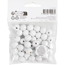 Tr&aelig;perler, diam. 12 mm, hulstr. 3 mm, ca. 40 stk., hvid, 22 g/ 1 pk.