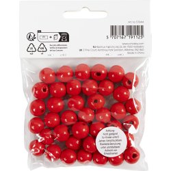 Tr&aelig;perler, diam. 12 mm, hulstr. 3 mm, ca. 40 stk., r&oslash;d, 22 g/ 1 pk.