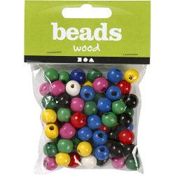 Tr&aelig;perlemix, diam. 12 mm, hulstr. 3 mm, ca. 40 ass., ass. farver, 22 g/ 1 pk.