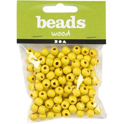Tr&aelig;perler, diam. 8 mm, hulstr. 2 mm, ca. 80 stk., gul, 15 g/ 1 pk.