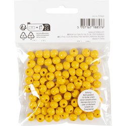 Tr&aelig;perler, diam. 8 mm, hulstr. 2 mm, ca. 80 stk., gul, 15 g/ 1 pk.