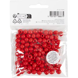 Tr&aelig;perler, diam. 8 mm, hulstr. 2 mm, ca. 80 stk., r&oslash;d, 15 g/ 1 pk.