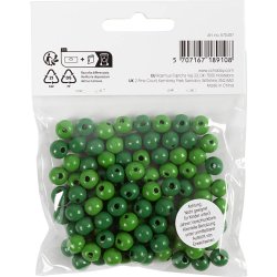 Tr&aelig;perler, diam. 8 mm, hulstr. 2 mm, ca. 80 stk., gr&oslash;n, 15 g/ 1 pk.