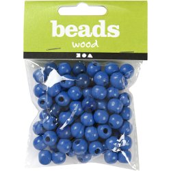 Tr&aelig;perler, diam. 8 mm, hulstr. 2 mm, ca. 80 stk., bl&aring;, 15 g/ 1 pk.