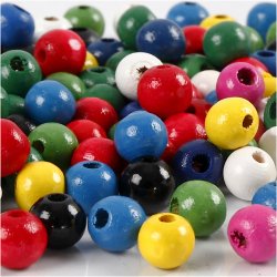 Tr&aelig;perlemix, diam. 8 mm, hulstr. 2 mm, ca. 80 stk., ass. farver, 15 g/ 1 pk.