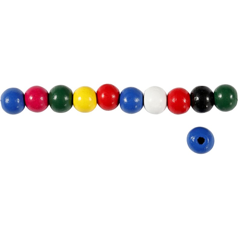 Tr&aelig;perlemix, diam. 8 mm, hulstr. 2 mm, ca. 80 stk., ass. farver, 15 g/ 1 pk.