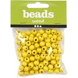Tr&aelig;perler, diam. 10 mm, hulstr. 3 mm, ca. 70 stk., gul, 20 g/ 1 pk.