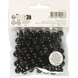 Tr&aelig;perler, diam. 10 mm, hulstr. 3 mm, ca. 70 stk., sort, 20 g/ 1 pk.