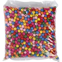 Tr&aelig;perler, diam. 10 mm, hulstr. 2,5-3 mm, ca. 1500 stk., ass. farver, 500 g/ 1 ps.