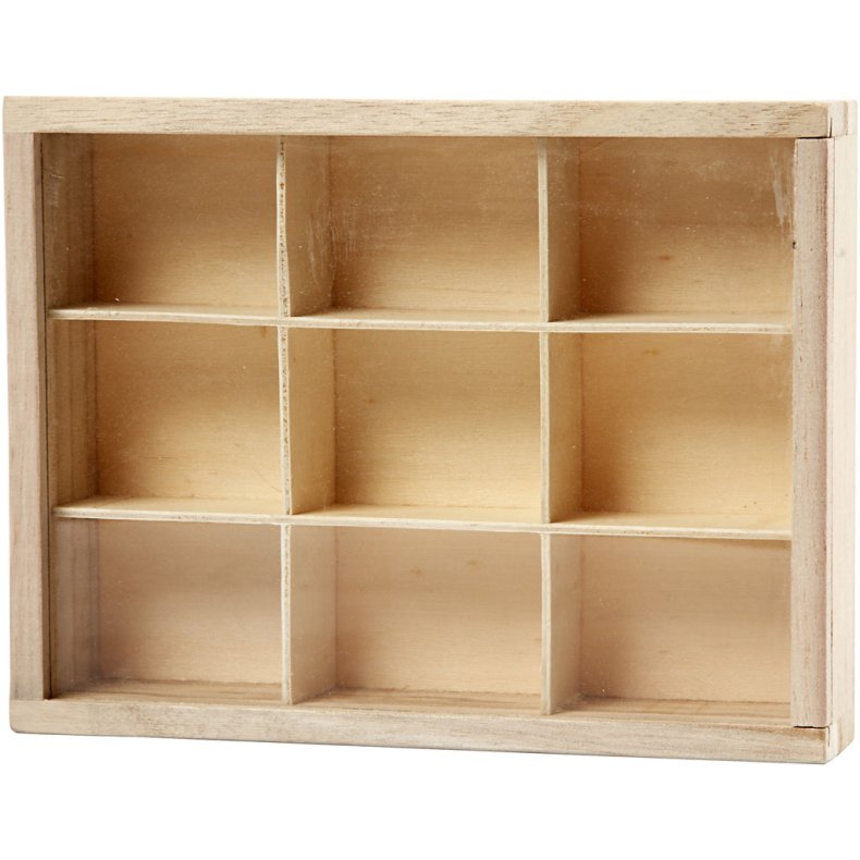 &AElig;ske med ruminddeling og skydel&aring;g, D: 3,5 cm, str. 17x13 cm, 1 stk.