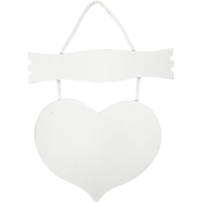 Hjerte med skilt, str. 28x19 cm, tykkelse 5 mm, 1 stk.