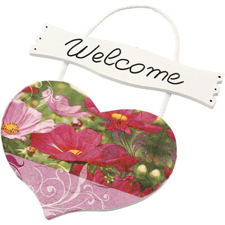 Hjerte med skilt, str. 28x19 cm, tykkelse 5 mm, 1 stk.