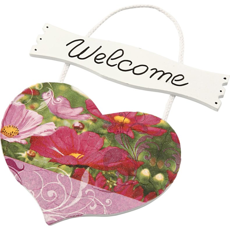 Hjerte med skilt, str. 28x19 cm, tykkelse 5 mm, 10 stk./ 1 pk.