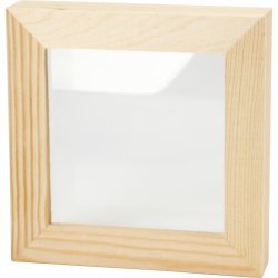 3D ramme med glas, D: 2,5 cm, str. 12,3x12,3 cm, 1 stk.