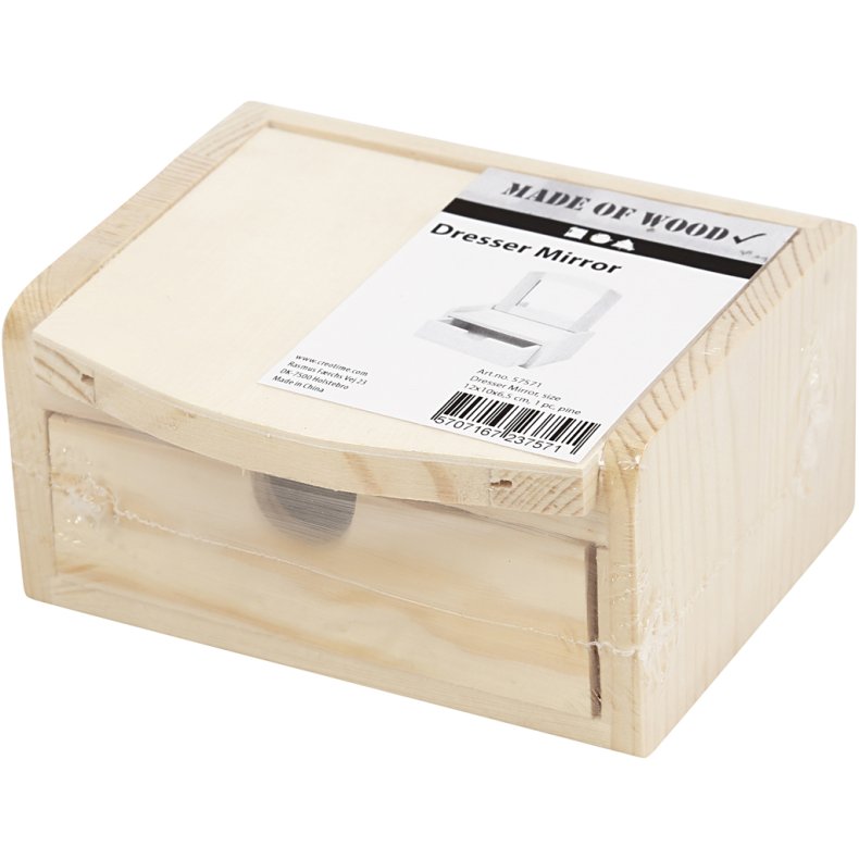 Skuffe med spejl, str. 12x10x6,5 cm, 1 stk.