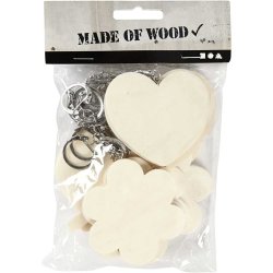 N&oslash;gleringe med tr&aelig;skilt, str. 6-7 cm, tykkelse 3 mm, 12 stk./ 1 pk.