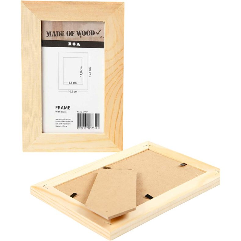 Ramme med glas, str. 10,5x15,6 cm, 1 stk.