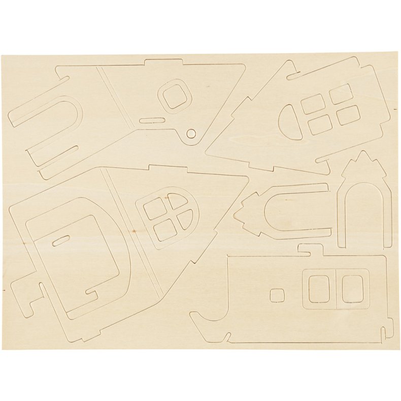 3D Konstruktionsfigur, Hus med k&oslash;rerampe, str. 22,5x17,5x20,5, 1 stk.