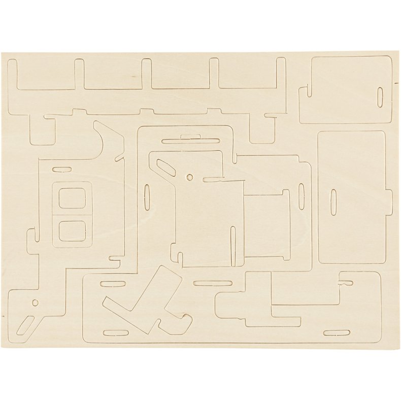 3D Konstruktionsfigur, Hus med k&oslash;rerampe, str. 22,5x17,5x20,5, 1 stk.