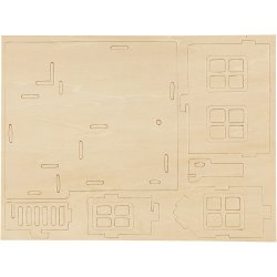 3D Konstruktionsfigur, Hus med terrasse, str. 19x17,5x15, 1 stk.