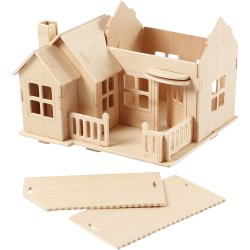 3D Konstruktionsfigur, Hus med terrasse, str. 19x17,5x15, 1 stk.