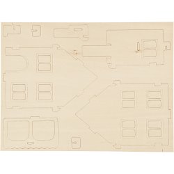 3D Konstruktionsfigur, Hus med veranda, str. 22,5x16x17,5, 1 stk.