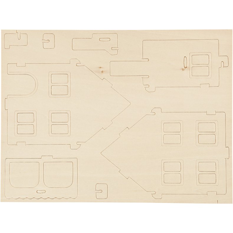 3D Konstruktionsfigur, Hus med veranda, str. 22,5x16x17,5, 1 stk.