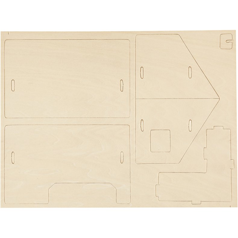 3D Konstruktionsfigur, Hus med veranda, str. 22,5x16x17,5, 1 stk.