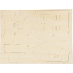 3D Konstruktionsfigur, Hus med veranda, str. 22,5x16x17,5, 1 stk.