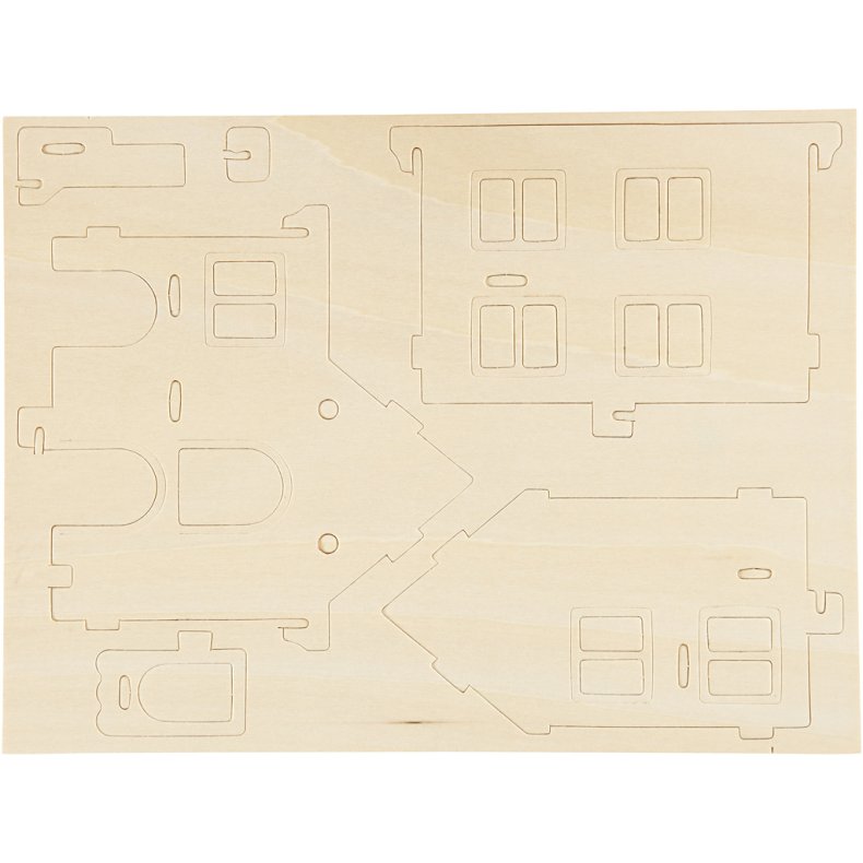 3D Konstruktionsfigur, Hus med veranda, str. 22,5x16x17,5, 1 stk.