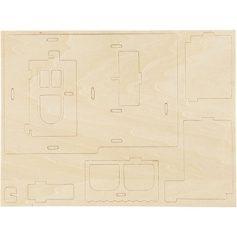 3D Konstruktionsfigur, Hus med veranda, str. 22,5x16x17,5, 1 stk.