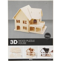 3D Konstruktionsfigur, Hus med veranda, str. 22,5x16x17,5, 1 stk.