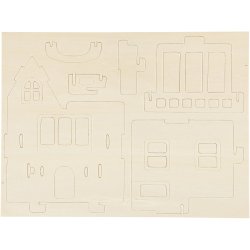 3D Konstruktionsfigur, Hus med altan, str. 15,8x17,5x19,5, 1 stk.