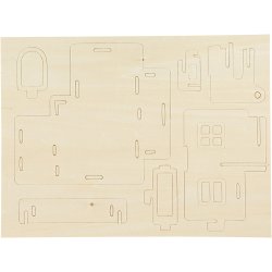 3D Konstruktionsfigur, Hus med altan, str. 15,8x17,5x19,5, 1 stk.