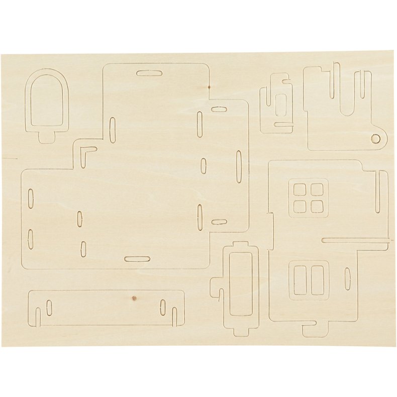 3D Konstruktionsfigur, Hus med altan, str. 15,8x17,5x19,5, 1 stk.