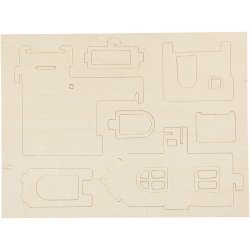 3D Konstruktionsfigur, Hus med altan, str. 15,8x17,5x19,5, 1 stk.