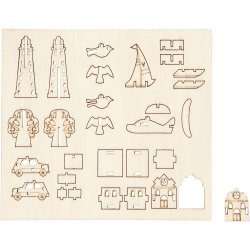 Saml-selv tr&aelig;figur, hverdag, L: 15,5 cm, B: 17 cm, tykkelse 3 mm, 1 pk.