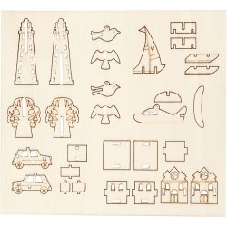 Saml-selv tr&aelig;figur, hverdag, L: 15,5 cm, B: 17 cm, tykkelse 3 mm, 1 pk.