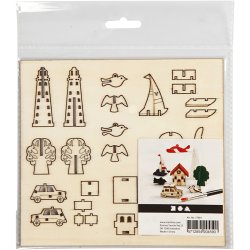 Saml-selv tr&aelig;figur, hverdag, L: 15,5 cm, B: 17 cm, tykkelse 3 mm, 1 pk.